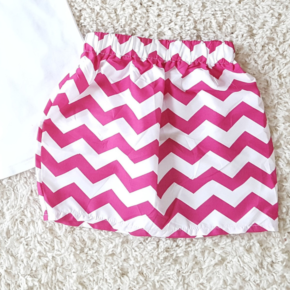 Other - 5 for $25  Girls Hot Pink Chevron Summer Skirt